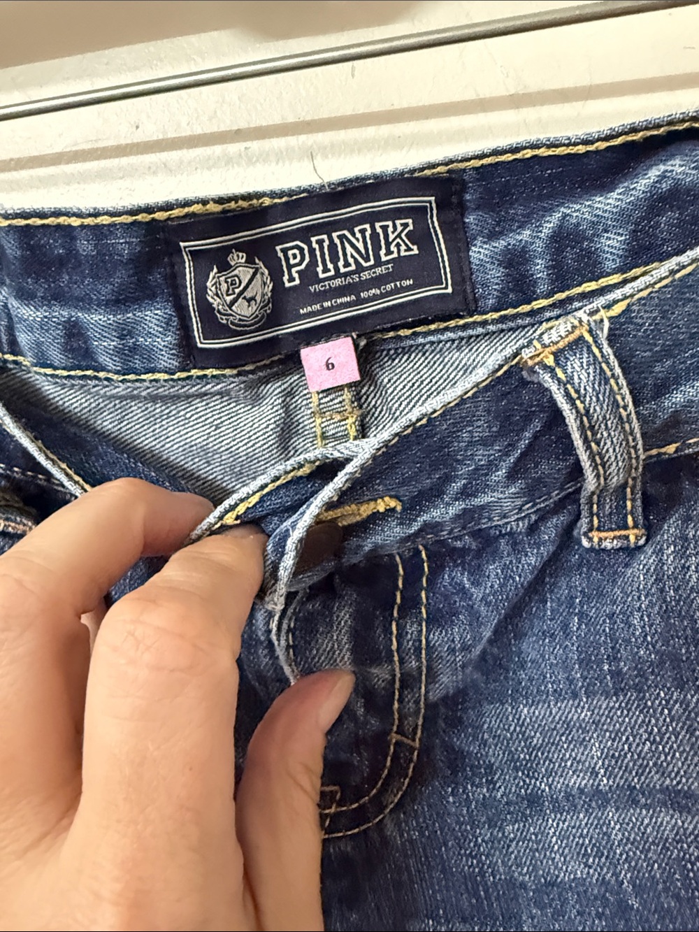PINK Victoria's Secret Blue Distressed Denim Cutoff Shorts 2009 - Picture 2 of 4